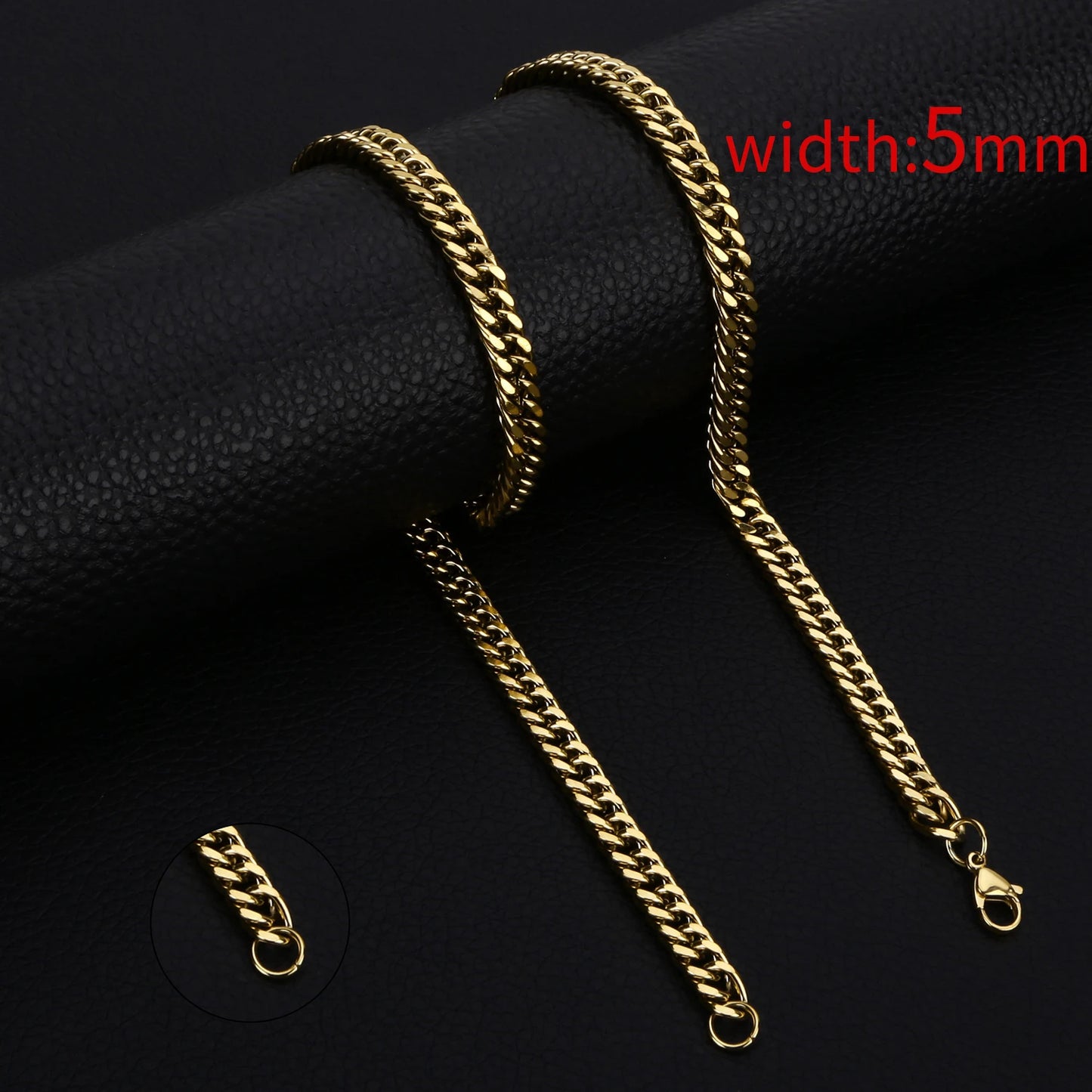 Collar HIYEE de cadena clásica de cuerda para hombre, ancho de 2/3/4/5 mm, cadena cubana tipo fígaro de acero inoxidable, joyería para hombre y mujer.