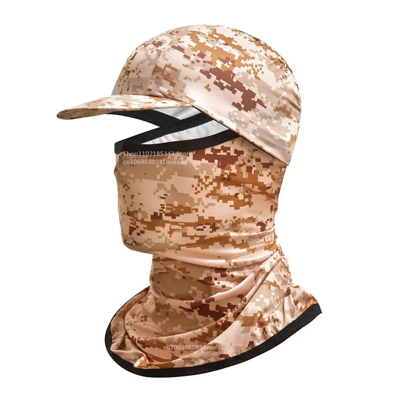 Gorro con capucha y protector solar para la cara, protección UV, de seda fría, para hombres y mujeres, ciclismo, escalada, correr, protector solar, capota de montar