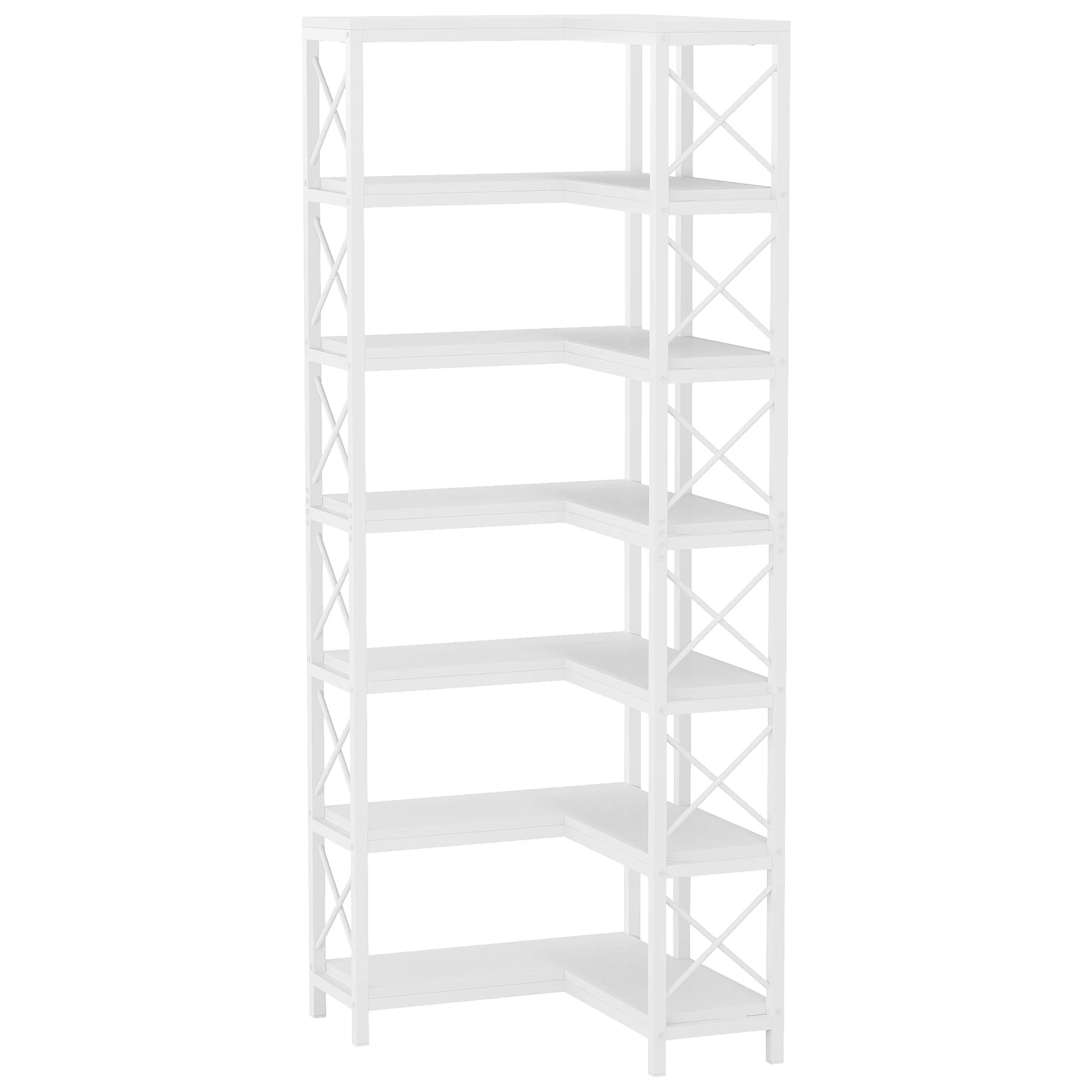 Tribesigns 7-Shelf Corner Bookshelf,Large Modern Corner Bookcase, 7-Tier Tall Corner Shelf Storage Display Rack with Metal Frame