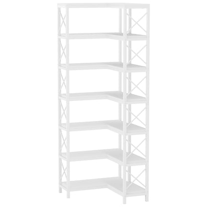 Tribesigns 7-Shelf Corner Bookshelf,Large Modern Corner Bookcase, 7-Tier Tall Corner Shelf Storage Display Rack with Metal Frame