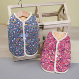 Winter Flower Pattern Pet Jacket Pet Dog Costume Navy Pink Sleeveless Vest Jacket Warm Comfortable Floral Cotton Vest Small Dog