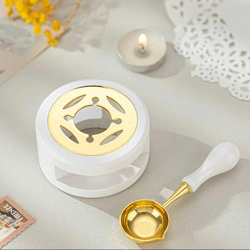 Sealing Wax 1 Set of Spoon Sealing Wax Furnace Stove Pot Seal Decorative Craft Gift Solid Wood Wax Stamp Craft Supplie SB002