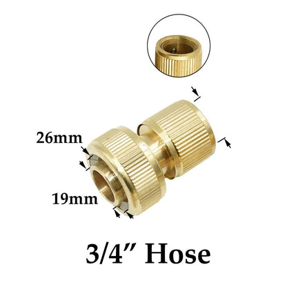Conector rápido de manguera de latón de 1/2'', 5/8'', 3/4'' y 1'', accesorio de cierre de agua, rosca de cobre, adaptador para pistola de riego de jardín