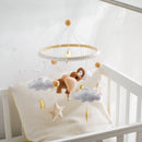 Crib Mobile Bed Bell Wooden Baby Rattles Soft Felt Cartoon Animal Bed Bell Newborn Music Box Hanging Toy Crib Bracket Baby Gifts