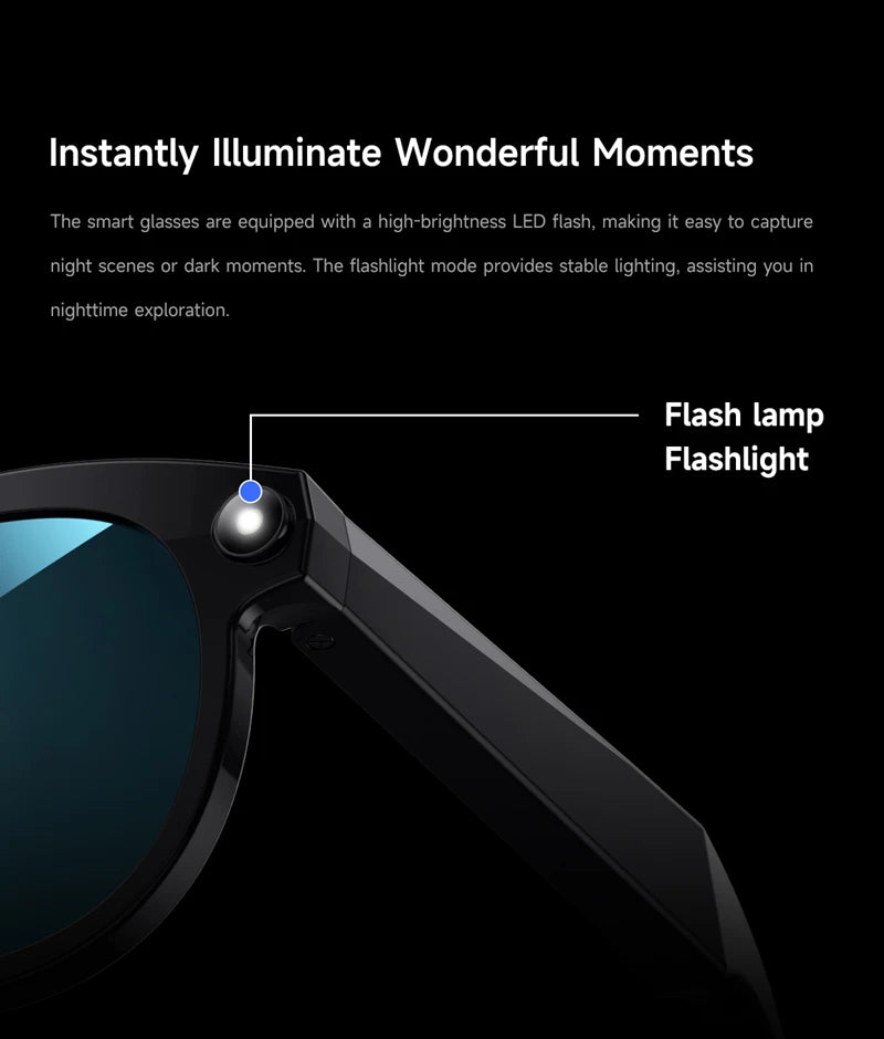 Lenovo 8K 2400W Smart AI Glasses Photo Video HD Shooting Camera Voice Call Translation Bluetooth Women Men Motorcycle Glasses
