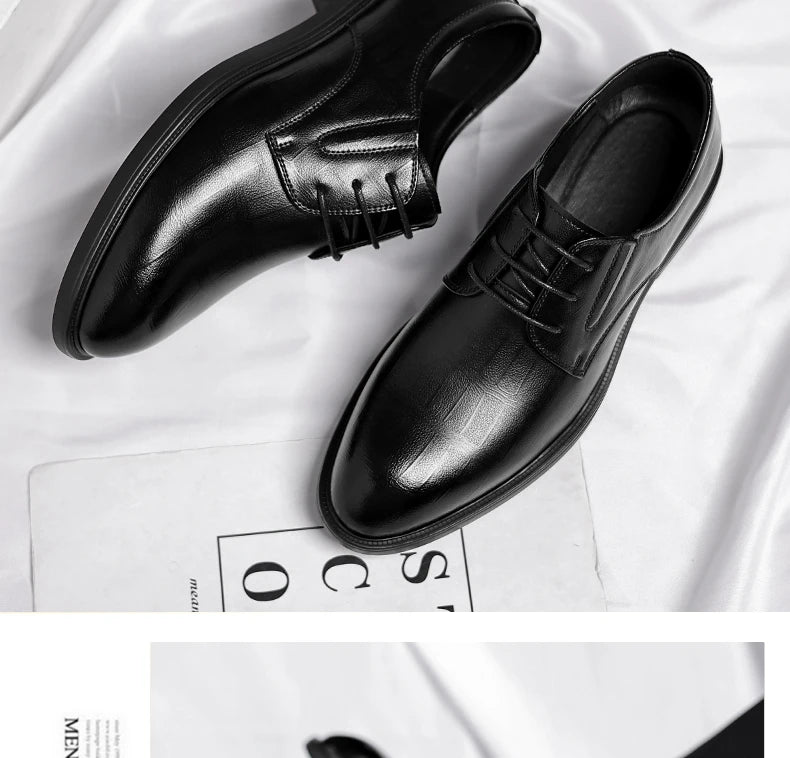 3/6/8 CM Elevator Shoes Men Dress Shoes Black Soft Leather Men Heightening Formal Shoes Casual Business Men Oxfords Suit Shoes