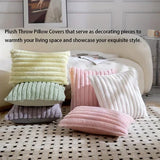 1pc  Plush Decorative Throw Pillow Cover Fuzzy Striped Soft Throw Pillow Covers Cushion Covers for Sofa living room Bedroom