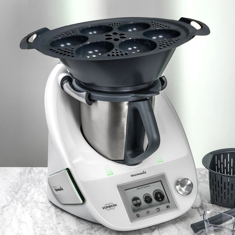 Hervidor de huevos de 6 agujeros para Thermomix TM5 TM6 TM31, olla vaporera para huevos, máquina cazadora furtiva, moldes, cesta de vapor, utensilios de cocina, herramienta