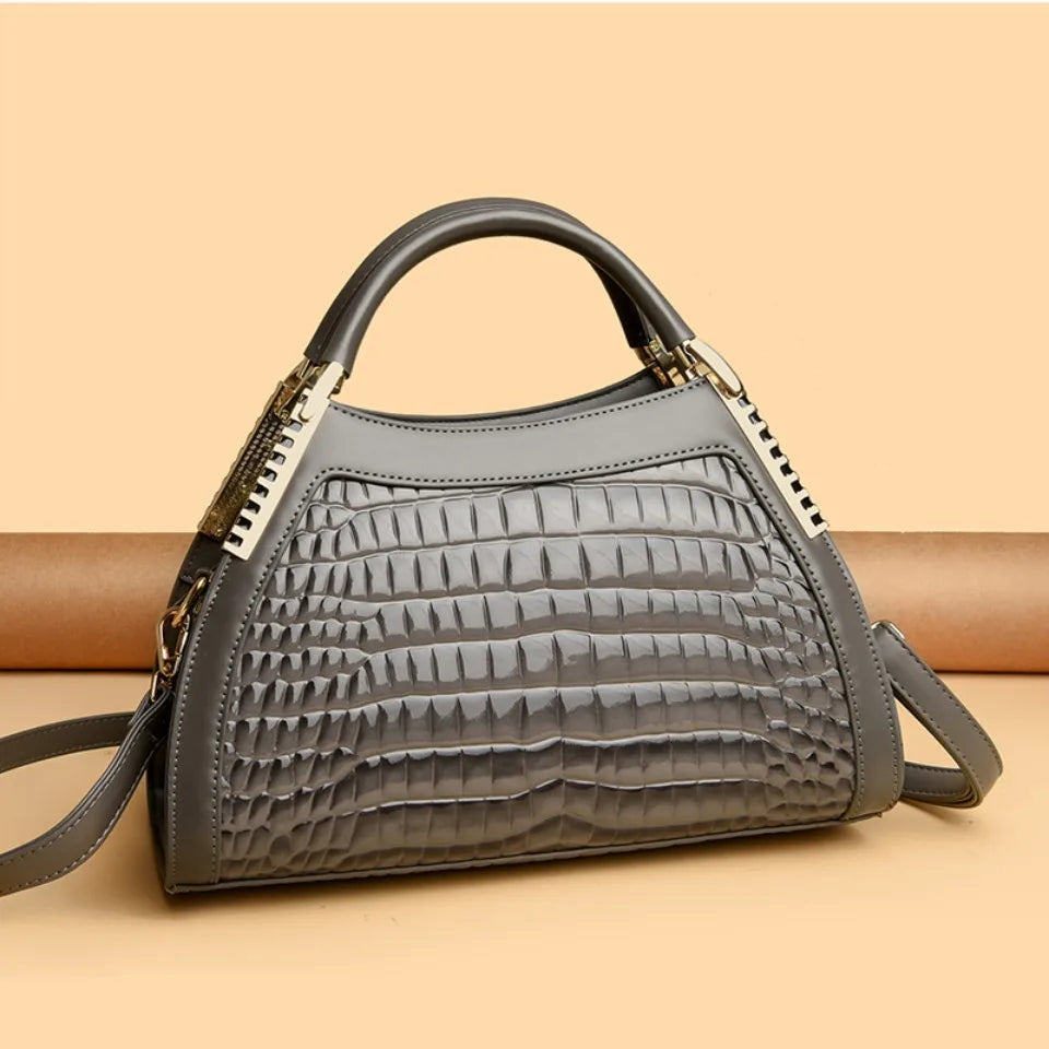 Alligator Patent Leather Shoulder Crossbody Handbags for Women, Luxury Brand Designer Hobo Bags, Two-Layer Sac