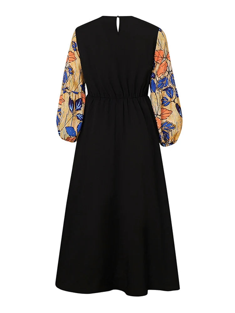 Plus Size VONDA Women Bohemian Maxi Dresses 2024 Casual Floral Printed Sundress Lace Patchwork Round Neck Elegant Robe Vestido