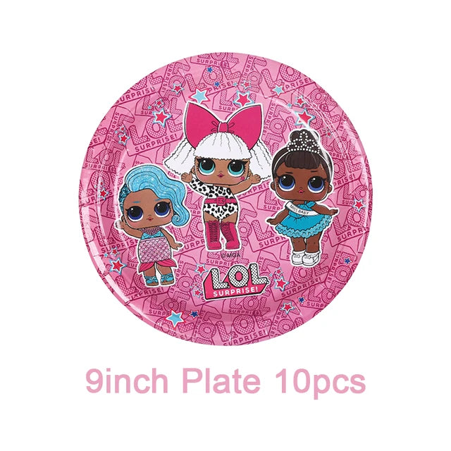 LO&amp;Ling-Cartoon Theme Party Decoration, Disposable Tableware, Hanging Banner, Whistle Mask, Baby Shower, Photo Prop, Girl Birthday 