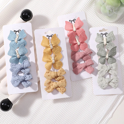 4Pcs/set Cute Baby Girls Knitting Headwear Handmade Crochet Butterfly Alloy Hairs Clips Kids Hairpins Fashion Desgin Headwear