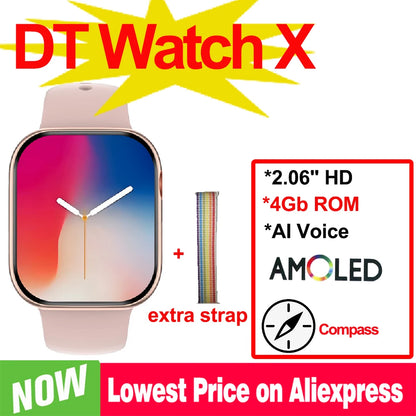 AMOLED 4GB ROM DT Watch X Smart Watch Bluetooth Call Compass Games Smart Gesture 3D Vision Series DT Watch 10 Smartwatch Men