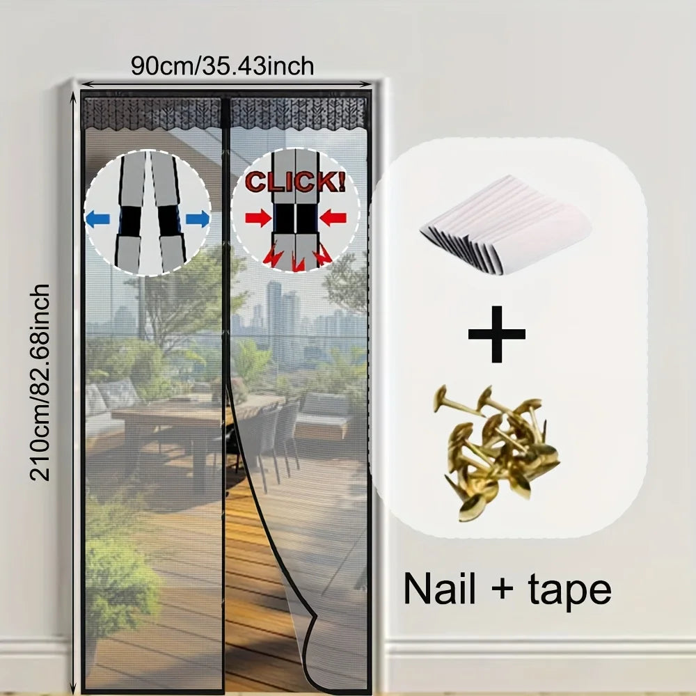Magnetic soft gauze door curtain, no need to wear magnetic strips, summer mosquito proof door curtain, encrypted embroidery scre