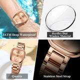 POEDAGAR Reloj de lujo para mujer, resistente al agua, de acero inoxidable, de cuarzo, de alta calidad, elegante