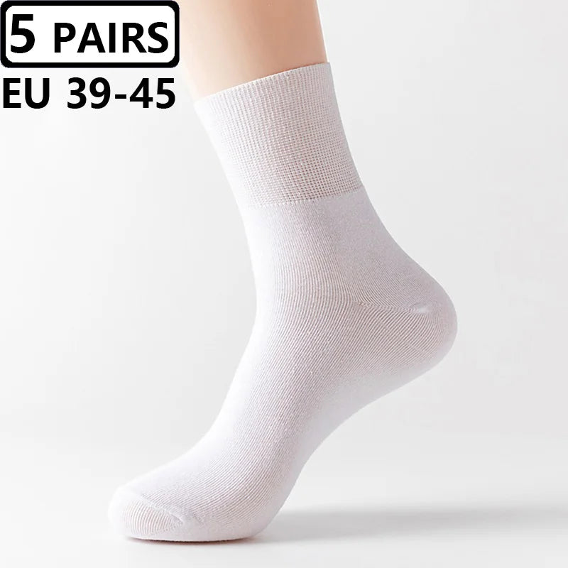 5 Pairs Plus Size EUR 45-50 Prevent Varicose Veins Socks Mens Diabetics Patients Cotton Loose Mouth Sock Man Women Comfort Meias