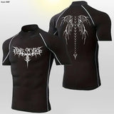 Camisetas deportivas de cuello alto para hombre, de secado rápido, para fitness, running, de manga corta, de compresión, informales, para ciclismo al aire libre, transpirables. 