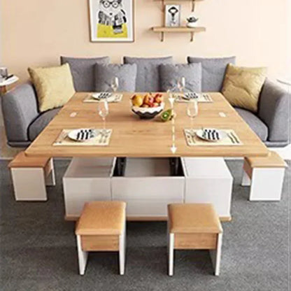 Mesa de centro elevable con almacenamiento Trau, blanca, alta, moderna, nórdica, minimalista, para apartamento, muebles para el hogar