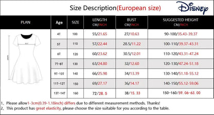 Summer New Children's Clothing 3d Printed Romantic Stitch Cute Girl Short-Sleeved Dress 3-14 Years Old Kids Performance Clothing