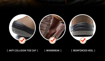 Safety shoes men's leather welding shoes anti-smashing, anti-puncture, non-slip sports Steel toe soft work boots for women