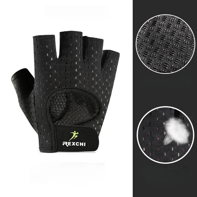 Guantes de entrenamiento antideslizantes de medio dedo para hombres y mujeres, levantamiento de pesas, gimnasio, fitness, culturismo, ciclismo, protector de palma. 