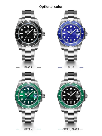 ADDIESDIVE Quartz Watch for Men 316L Stainless Steel Super Luminous Ceramic Bezel 200m Waterproof Classic Diving Men‘s Watch