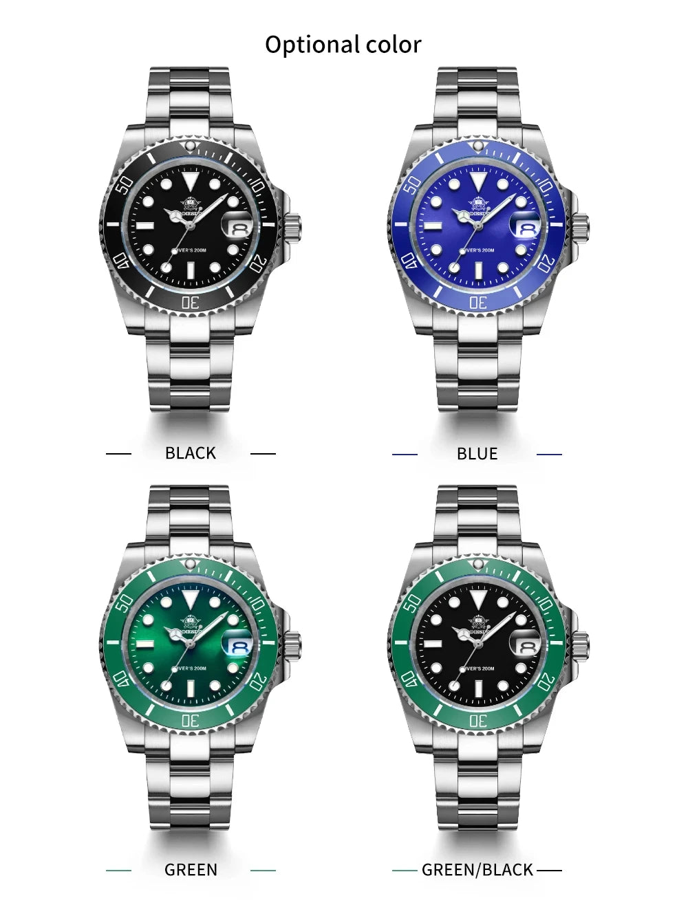ADDIESDIVE Quartz Watch for Men 316L Stainless Steel Super Luminous Ceramic Bezel 200m Waterproof Classic Diving Men‘s Watch
