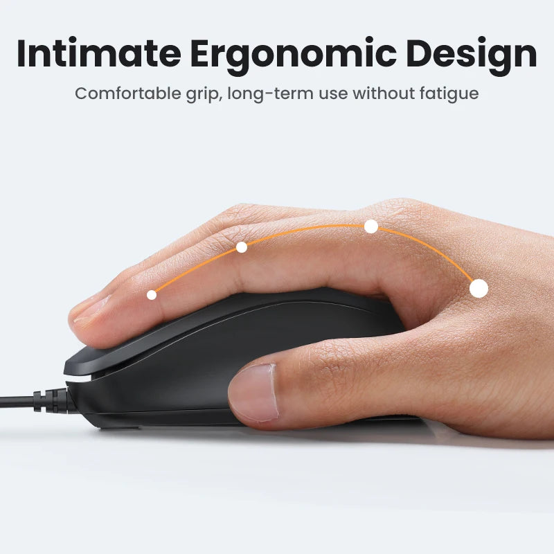 UGREEN USB Wired Mouse with Ergonomic Design 1200 DPI 3 Buttons Mouse for Laptops and PCs
