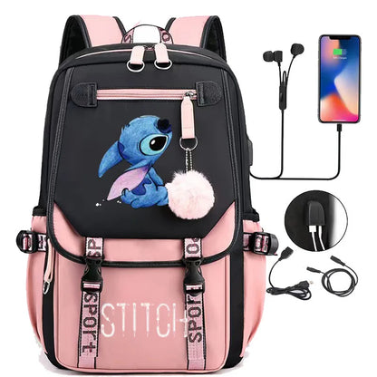 Hot Disney Cute Cartoon Stitch New Kids Thickened Backpack Mini Schoolbag Sports Bag Trendy Cute Shoulder Bag High Quality Gifts