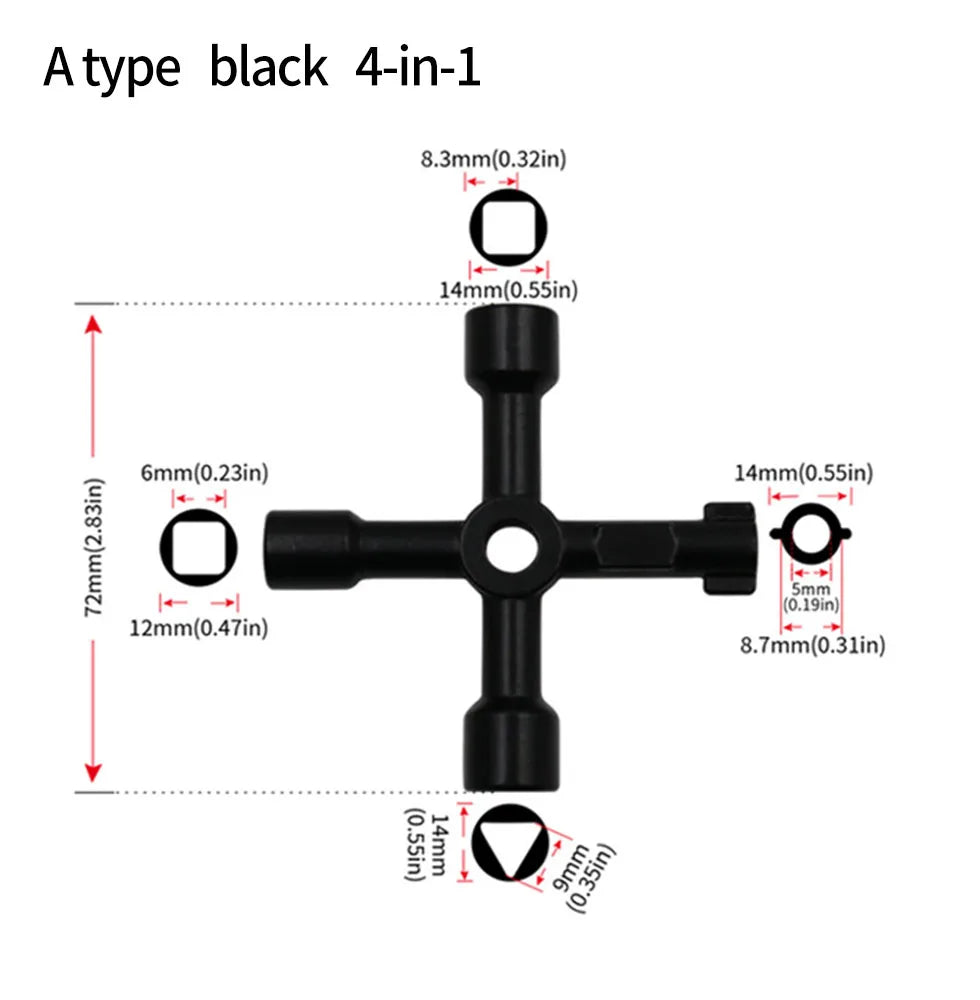 Electric control cabinet car elevator cross key wrench water meter valve key internal triangle wrench multi-purpose tool