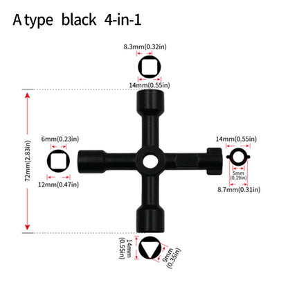 Electric control cabinet car elevator cross key wrench water meter valve key internal triangle wrench multi-purpose tool