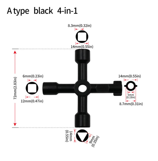 Electric control cabinet car elevator cross key wrench water meter valve key internal triangle wrench multi-purpose tool