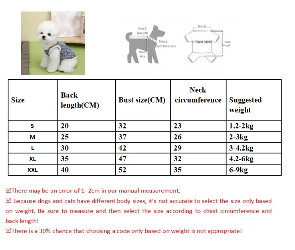 Winter Flower Pattern Pet Jacket Pet Dog Costume Navy Pink Sleeveless Vest Jacket Warm Comfortable Floral Cotton Vest Small Dog