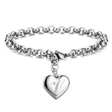 925 Pulseiras de Prata Esterlina com Coração Nobre para Mulheres, 26 Letras Corrente, Marca Designer de Moda, Festa de Casamento, Joias, Novo