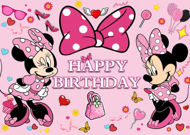 Disney Cartoon Theme Photography Background, Mickey, Minnie Mouse, Baby Shower, Happy Birthday, Gender Reveal, Banner for Children, 1Set 