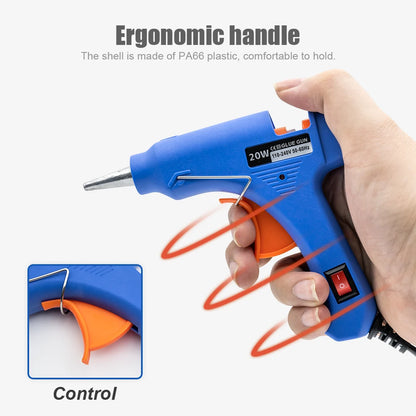 JCD 20W Hot Melt Glue Gun with 7MM 10Pcs Transparent Glue Stick Mini Gun Home Electric Temperature Gun Maintenance Tools