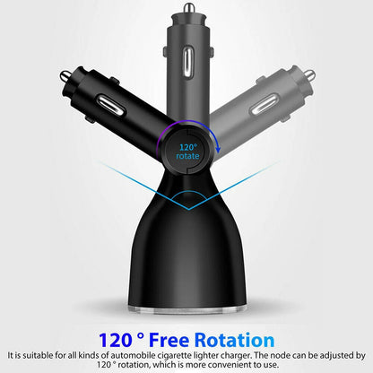 QC3.0 Car Charger 12V Dual USB LED Display  Fast Charging 120° Rotation Cigarette Lighter Sockets Power Adapter For Phone Tablet