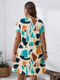 2024 Spring and Summer Cross-border Europe and America New Large Women's Fashion V-neck Shirt Dress Plus Size