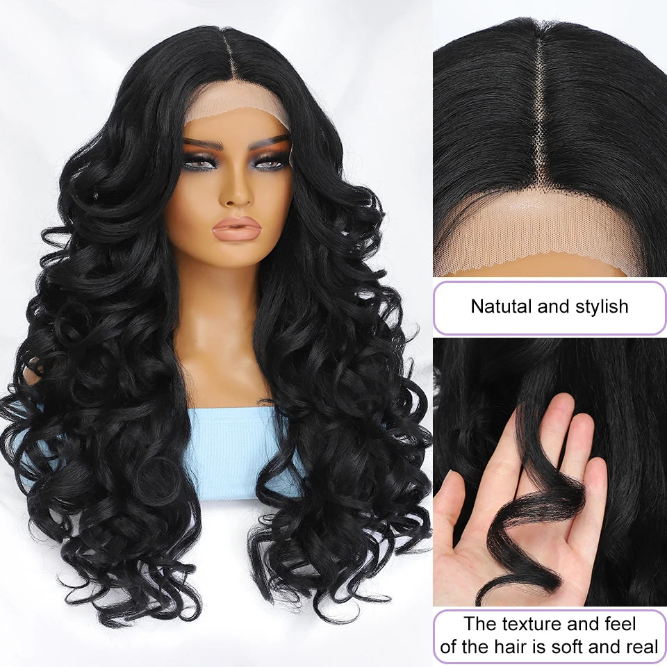 Black Brown Curly Wig Synthetic Lace Front Wigs For Women Blonde Orange Female Lace Wig 13X4.5X1 Cosplay Hair Daily Use
