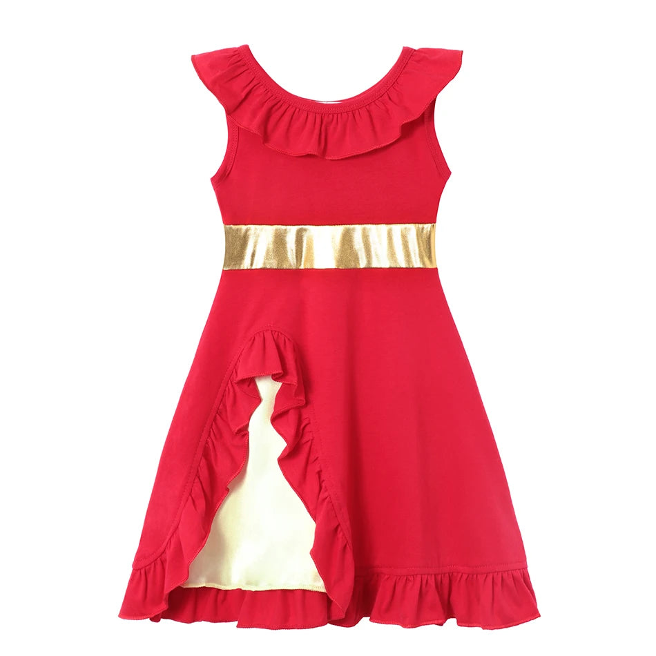 Vestido Casual Infantil para Meninas – Estilo Sereia/Rapunzel, Manga Curta, Alça em um Ombro Só, Fantasia de Princesa, Vestido Casual de Verão
