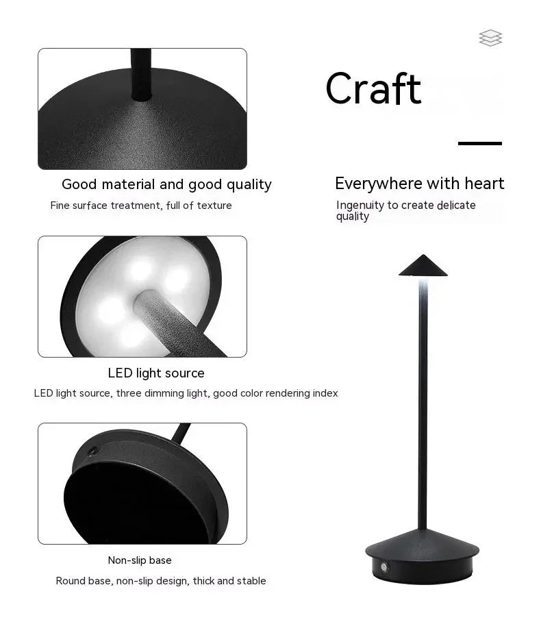 Rechargeable Table Lamp Creative Dining Touch LED Hotel Bar Coffee Pina Pro Table Lamp Decorative Desk Lamp