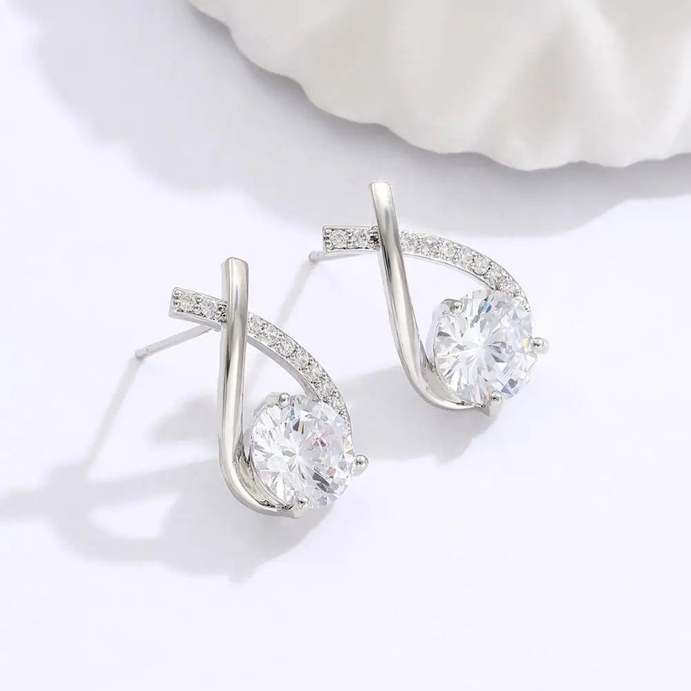 Elegant Cross Earrings for Women, Crystal Rings, Fishtail Jewelry, Lady's Gifts, Korean Style, Fashion