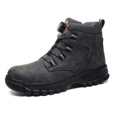 Fashion 2024 Winter Velvet Men Safety Shoes Work Construction Site Indestructible Waterproof Steel Toe Cap Boots Male Footwear 