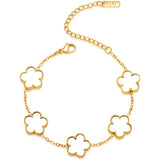 Stainless Steel Clover Bracelet for Women 14k Gold Silver Five Leaf Flower Delicate Lucky Link Bracelets Jewelry for Girls 