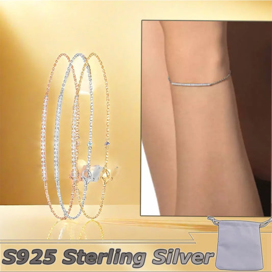 S925 prata esterlina pulseira feminina glide design diamante ouro acessórios de moda personalidade presente de natal para namorada