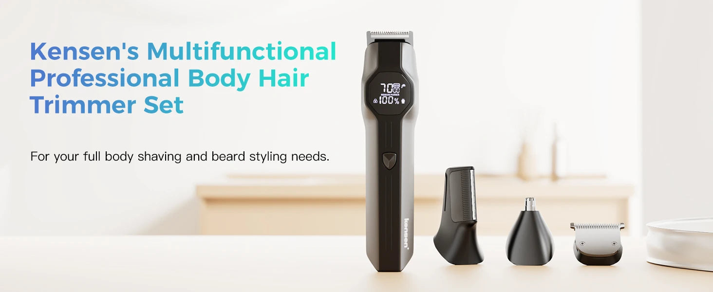 Kensen S30 4-in-1 Cordless Hair Clipper LED Display Men's Beard/Nose Trimmer Rechargeable Barber Grooming Kit Hair Cutting Machine