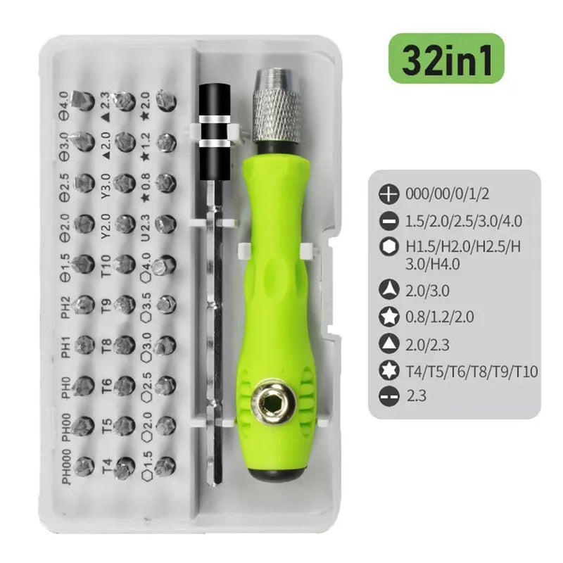 32 In 1 Multifunction Manual Screwdriver Kit for Mobile Phone Computer Electronic Repair Tool Set Product with Extension Rod