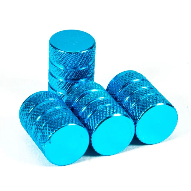 Dsycar 4pcs prata pneu de carro válvula hastes cap knurling estilo pneu tampa da válvula de alumínio haste da roda do pneu tampa da válvula de ar para nós schrader