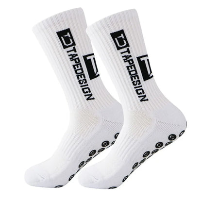 2025 New ANTI SLIP Tape design Football Socks Mid Calf Non-Slip Soccer Sport Cycling Sports Men's Women Sock Grip Yoga 1 Pairs