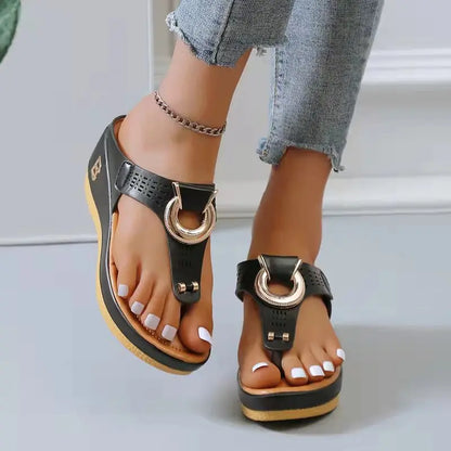 Women New Summer Sandals Open Toe Beach Shoes Flip Flops Wedges Comfortable Slippers Cute Sandals Plu Size Chaussure Femme